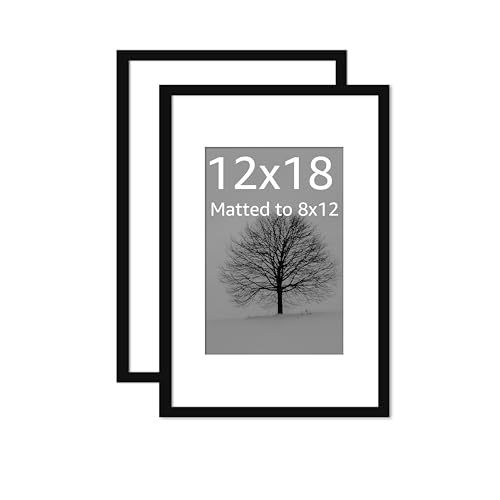Image of Art Street Synthetic Document Large Size Wall Photo Frame, Set of 2 Big Frames For Wall Artwork, Certificates, Picture & Photographs Home Decor (12x18 Inch, Matted To: 8x12 Inch, Black)