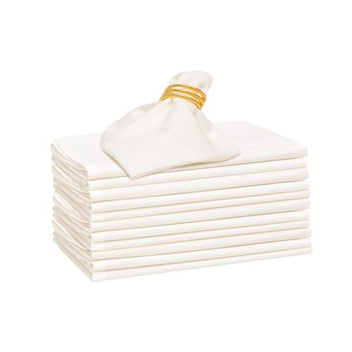 Reusable Cloth Dinner Napkins - 12 Pack, 18"x18", 100% Cotton, Washable, Ivory Napkins - Cream Flour Sack Cotton with Multiple Uses, Easy to Personalize and Embroider (Off-White)