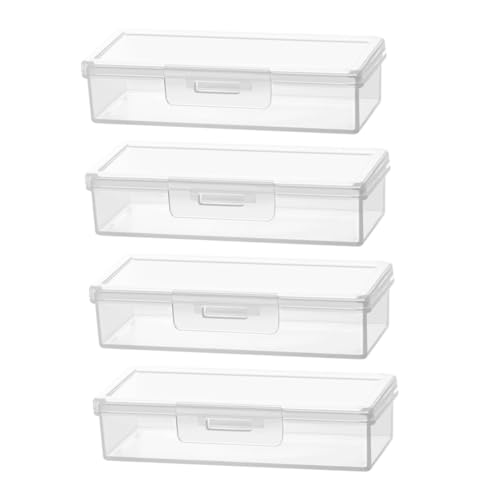 KICHOUSE 4pcs Portable Cotton Swab Box Clear Travel Storage Container for Cotton Pads Toothpicks Lightweight Dispenser with Transparent Design for Easy Visibility