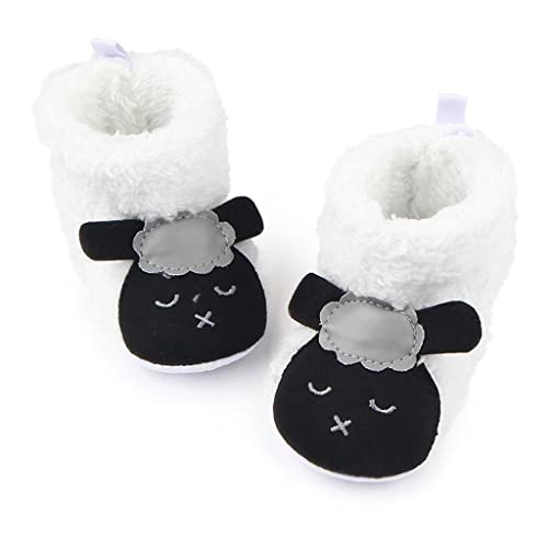 CALANDIS Cute Cartoon Animal Uni Kids Fleece Shoes Baby White for 9-12 Months