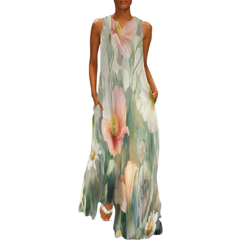 Robe d'été sans manches imprimé fleurs de pavot aquarelles
