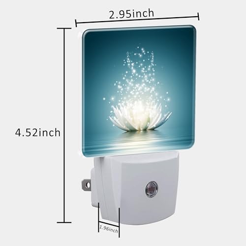 Image of Magic Lotus Flower on Water Night Light Plug into Wall with Dusk to Dawn Sensor Cute Nightlight for Kid Girls Boys Women Men Room Decor, Hallway, Kitchen, Bathroom, Nursery, Stairs