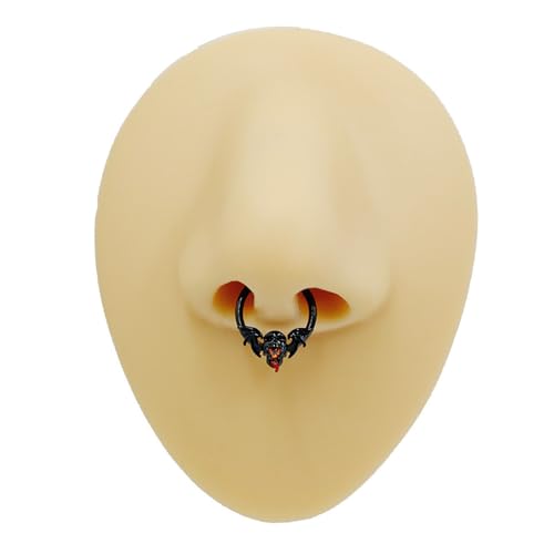 16G Black Devil Nose Septum Ring for Women Men Stainless Steel Skull Bat Septum Jewelry 10mm Hoop Nose Rings Cartilage Earrings Halloween Nose Piercing Jewelry3