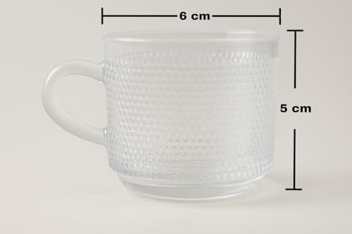 Image of Glass Cup, Set of 6 Tea /Coffee Cups, 150 ml Each, Dishwasher Safe, Crockery Set Ideal for Daily Use & Gifting, Glass