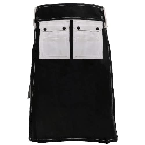Black kilt with white pocket Work Utility Kilt (Big, Black, 32)