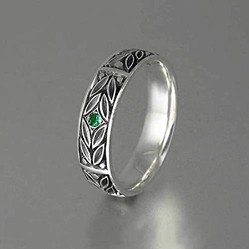 Vintage Jewelry Irish Celtic Knot Ring Band Marquise Leaf with Emerald CZ Zircon Wedding Band Ring US Size 6-10 (US Size 10)3