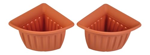 Eck-Blumentopf 2er-Set Terrakotta Pflanztopf Blumenkübel Pflanzkübel Pflanzgefäß
