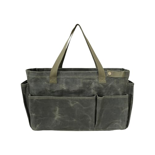 Bolsa de almacenamiento de utensilios de cocina para camping, lona encerada impermeable, soporte para utensilios, organizador multifuncional de herramientas de jardín, accesorios de utensilios para