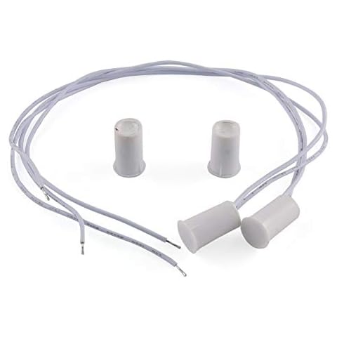 E-outstanding 2 Pcs Recessed Door Window Magnetic Switch Wired Home Security Alarm Contact Sensor, White Cover