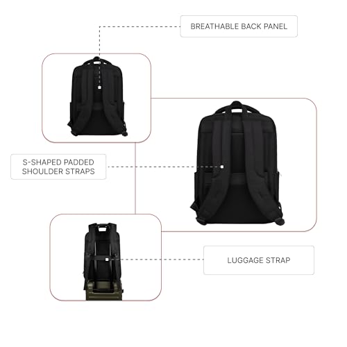 Image of F Gear Kenton Black 19L Premium Laptop Backpack | Fits 17 inch Laptop | USB & Type-C Charging Ports | Lightweight with Tablet Sleeve, 3 Compartments & Luggage Strap | Ideal for Office, College & Travel