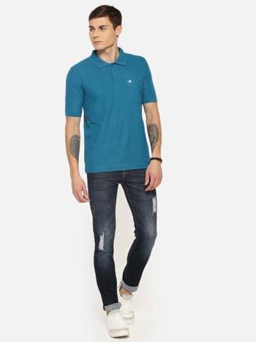 Image of Dollar Men's Pack of 1 Solid Cotton Blend Polo Neck T-Shirt