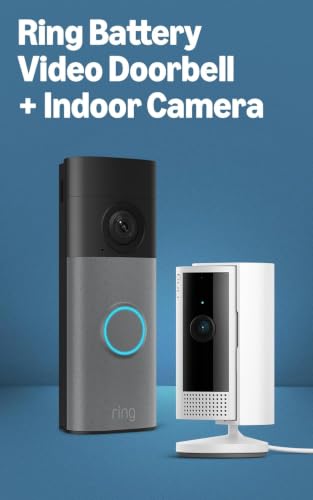 Image of Ring Battery Doorbell (newest model) Speckled White, with Indoor Cam, White