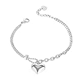 Cooles Beads-Armband und Panzeramrband mit Herzanhänger, diese Frauen Armband überzeugt mit zeitlosem Design in hochwertiger Qualität.