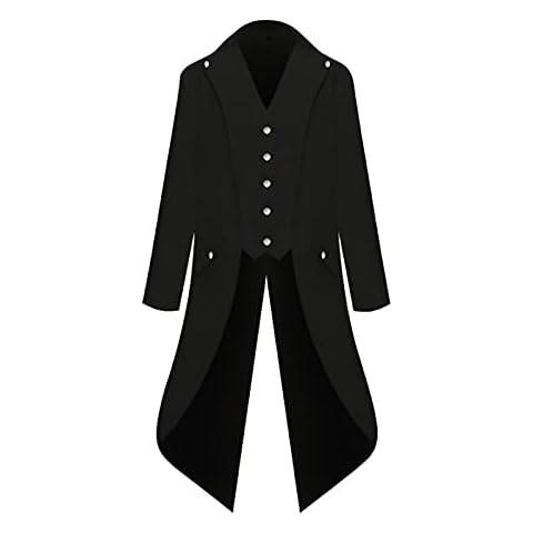 Men Vintage Tailcoat Jacket Goth Long Steampunk Formal Gothic Victorian Frock Coat Costume for Halloween Black 3X-Large Cover