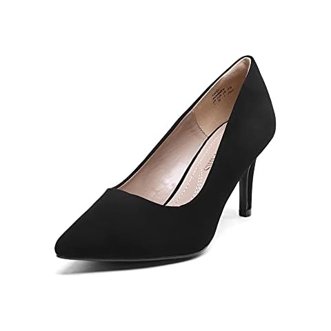 DREAM PAIRS Women's Black Slip On Heels Cover