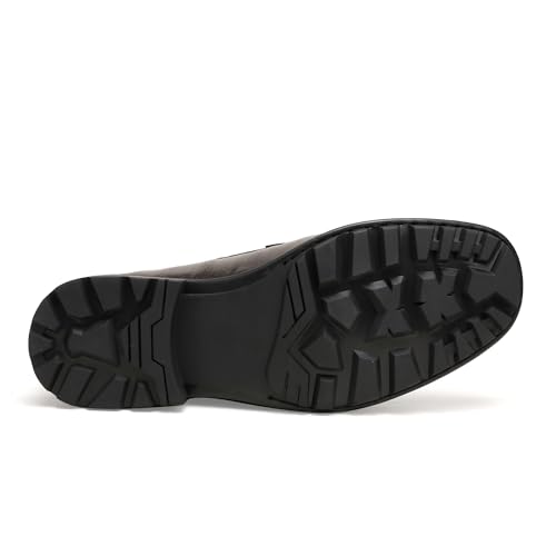Image of Mens Leather Penny Loafers, Classic Crocodile Printed Business Dress Shoes with Metal Buckle Slip on Penny Shoes for Mens