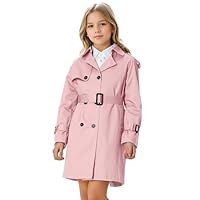 Cromoncent Kids Rain Jacket, Raincoats Lightweight Shell Windbreaker Waterproof Trench Coat for Boys Girls,Pink, 9-10 Years