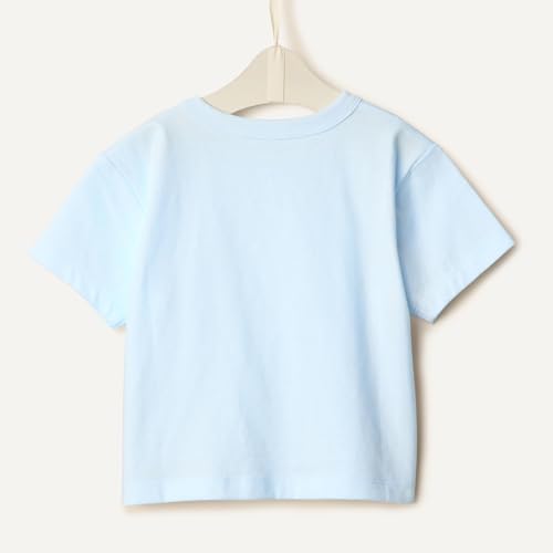 Amazon Essentials x Sofia Grainge Baby Boys' Cotton Crewneck Short Sleeve T-Shirts with Shoulder Snap, Pack of 2, Light Blue/Stripe, 18 Months - image 7