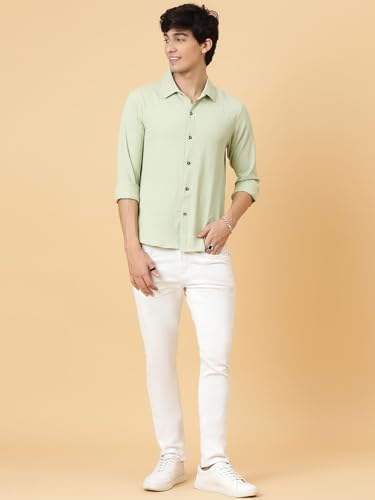 Image of KOTTY Men's Textured Casual Shirt - Long Sleeve||Button-Down Collar||Classic Fit
