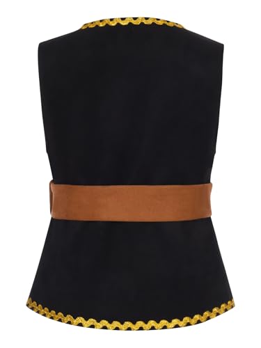renvena Kids Suede Vest with Belt Medieval Renaissance Golden Waistcoat Steampunk Gothic Tank Top3