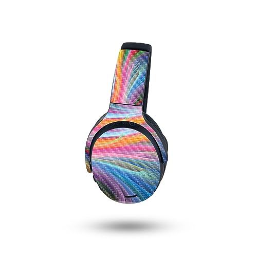 Image of MightySkins Carbon Fiber Skin Compatible with Skullcandy Crusher ANC 2 - Rainbow Waves | Protective, Durable Textured Carbon Fiber Finish | Easy to Apply