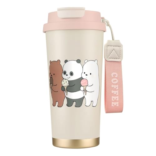 ぼくらベアベアーズ 真空断熱 マグカップ ステンレス製 真空蓋付 携帯マグ 保温・保冷 簡単開閉 500ml スライド蓋付き 直接ドリップ コンビニマグ アウトドア 釣り/遠足/登山