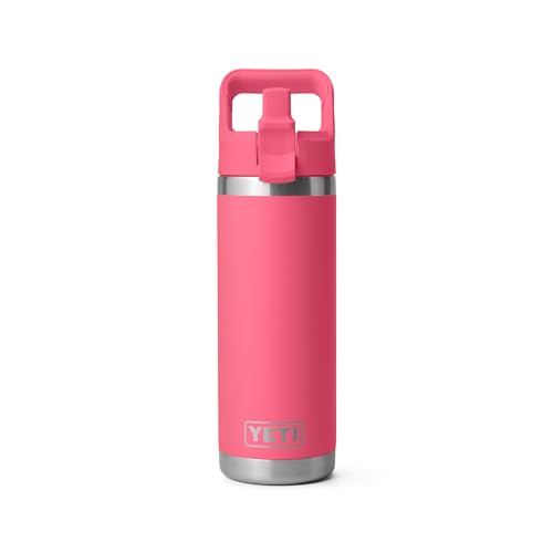YETI Rambler C Straw Bottle, Stainless Steel Vacuum Insulated Bottle with Straw Cap, Tropical Pink, 18 oz (532 ml)