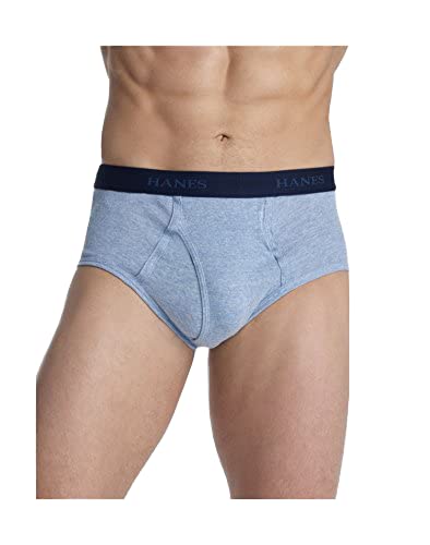 Hanes Classics Men's TAGLESS & No Ride Up Briefs with Comfort Flex & Waistband 7-Pack, Blue Assorted, Size - L