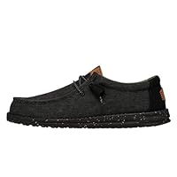 HEYDUDE Wally Washed Canvas Herren - Slip on Schuhe - Mokassin Stil, Black/Black, 37