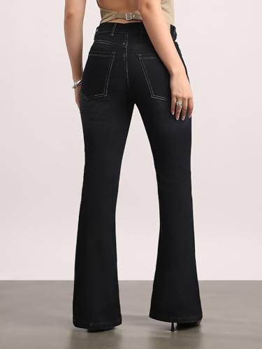 Image of Urbano Fashion Women's Mid Rise Bootcut Washed Jeans Stretchable