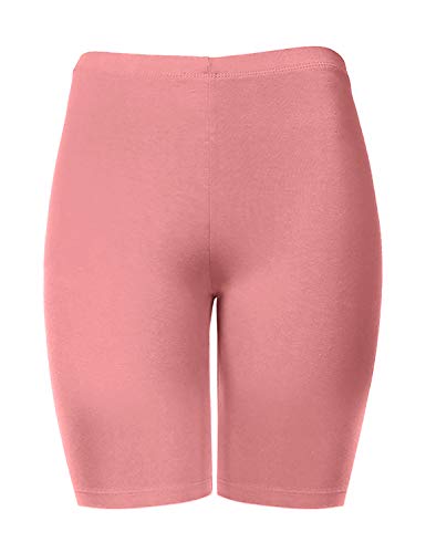 HATOPANTS Bermudas de algodón para mujer, pantalones cortos de ciclista de tiro medio y talle alto, 208-rosa polvoriento-00, S