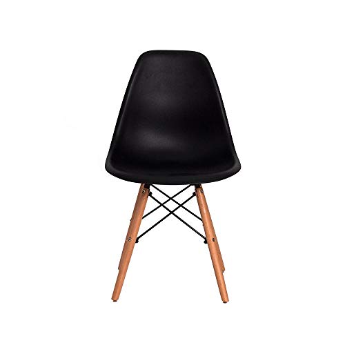 Cadeira Charles Eames Eiffel Preta Base Madeira glide