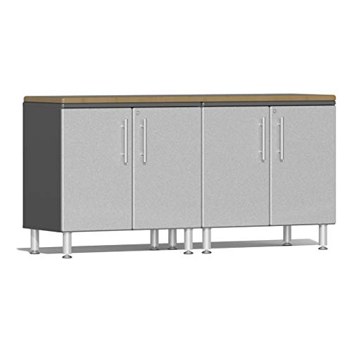 Ulti-Mate UG24032S 3-Piece Workstation Kit with Bamboo Worktop in Stardust Silver Metallic
