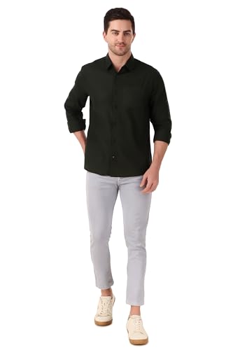 Image of Patrinus Pure Linen Mandarin Collar Full Sleeve Shirt