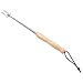 A/M - Forchetta retrattile per barbecue, in acciaio inox, con cordino, manico in legno, 190 mm - 720 mm, 2 pezzi, adatta per barbecue, falò, campeggio