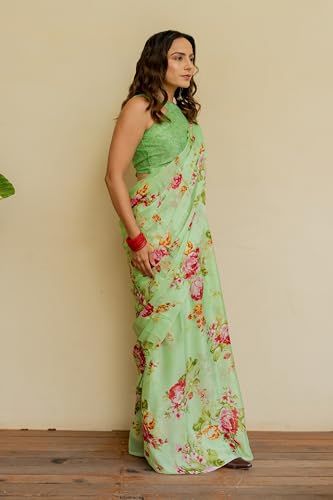 Image of MIRCHI FASHION Women Saree Chiffon Floral Printed | Breathable Lightweight Sari for Regular Home and Office Wear with Blouse Piece
