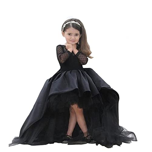 Black High Low Flower Girl Dress for Wedding Pageant Dresses for Toddler Girls GZY260