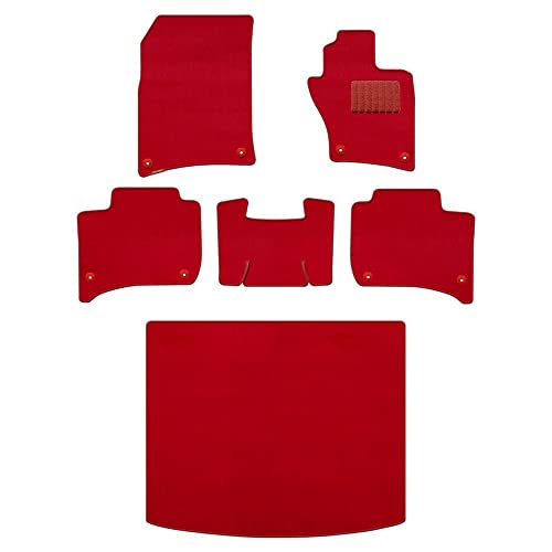 Hotfield VW フォルクスワーゲン 互換品 トゥアレグ 7P系 フロアマット+トランクマット ラゲッジマット/後席の固定フック用リング有/Profoundレッド