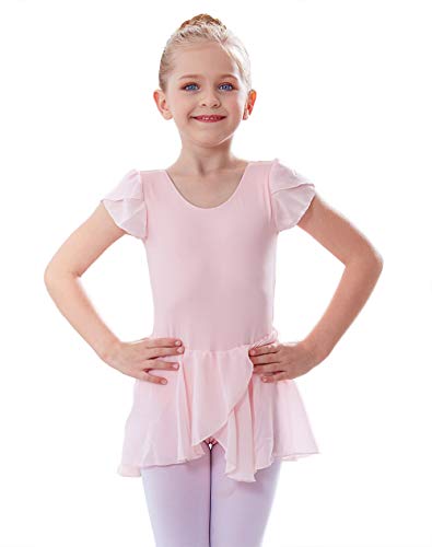 MdnMd Kids Girls' Petal Sleeve Dance Leotard Ballet Dress Outfit Costume