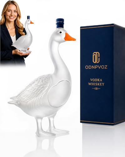 3D Sculpted Goose 30th Anniversary Vodka Whiskey Bottle 350ml Frosted Glass Decanter Texture Liquor Container Bar Home Party Funny Gift Men Dad Father Transparent Holder Wine Unique(Frosted 1pc)