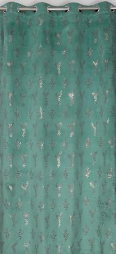 Image of Premium Velvet Window Curtain 5 Feet Long for Living Room - 1 Piece Single Panel Blackout Parda for Home Decor, Bedroom & Office | (Leaf Pattern, 48 x 60 Inch) - Ice Colour
