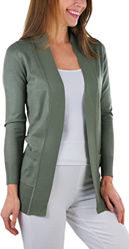 Image of ToBeInStyle Women's Long Sleeve Rib Banded Open Sweater Cardigan