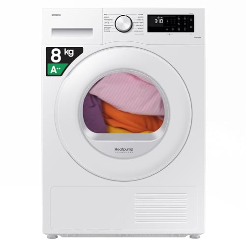Samsung Asciugatrice Crystal EcoDry DV80CGC0B0TE/ET, 8 kg, Pompa di Calore, Wifi, Sensore Optimal Dry, Filtro 2 in 1, Carica Frontale, 60L x 85H x 60P cm