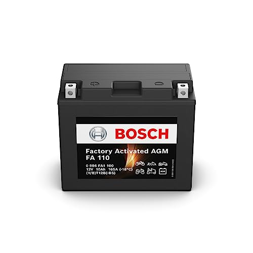 Bosch FA110 - Batteria AGM per motocicli - 12V 165A 10Ah - Adatta per moto, motociclette, enduro, scooter, quad, moto d'acqua - Compatibile M6019, BT12B-BS, BT12B