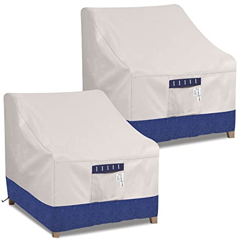 Simpelg Outdoor Chair Covers, Patio Furniture Covers Waterproof, 600D Heavy Duty Oxford Cloth Chair Covers For Outdoor Furniture, Lounge Deep Seat Cover/Lawn Outdoor Covers (2 Pack-Fog/Navy-X-Large) #TOP3