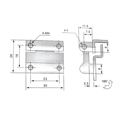 Charnière d'armoire industrielle CL234 robuste pour boîte de distribution HL054