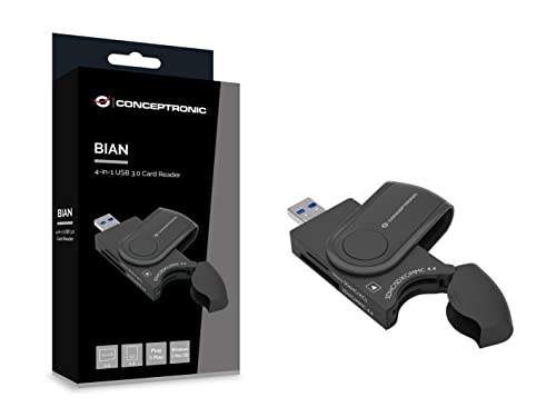 CONCEPTRONIC BIAN04B Lecteur de carte USB 3.0 4 en 1, SD/SDHC/SDXC x 2, Micro SD/T Flash x 2