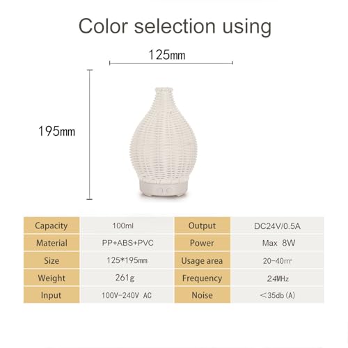 Difusor de Aceites Esenciales Rattan 100mL Blanco miniatura 4
