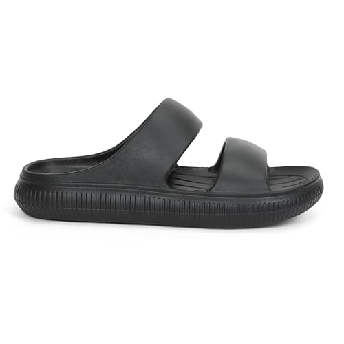 Image of Aqualite Men's Slides Slippers | Slip-On Comfort Flipflop Flat Base, Anti-Skid Sole & Lightweight | Casual Home & Outdoor Sandal for Men