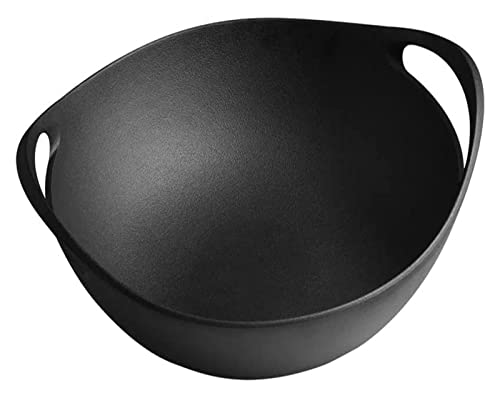 Wok de hierro fundido tradicional con tapa de madera 36cm miniatura 1